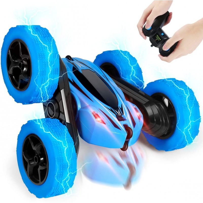 360° Rotating Stunt Remote Control Car with 4 Original Batteries RC Stunt Cars Toys for Kids 4WD 2.4Ghz Double Sided RC Car w...