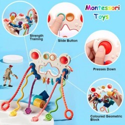 Montessori Toys for 18M+ Toddlers Baby Sensory Toys Silicone Pull String Activity Toy Babies Travel Toys Fine Motor Skills To...