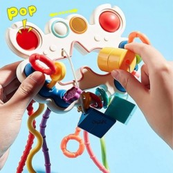 Montessori Toys for 18M+ Toddlers Baby Sensory Toys Silicone Pull String Activity Toy Babies Travel Toys Fine Motor Skills To...