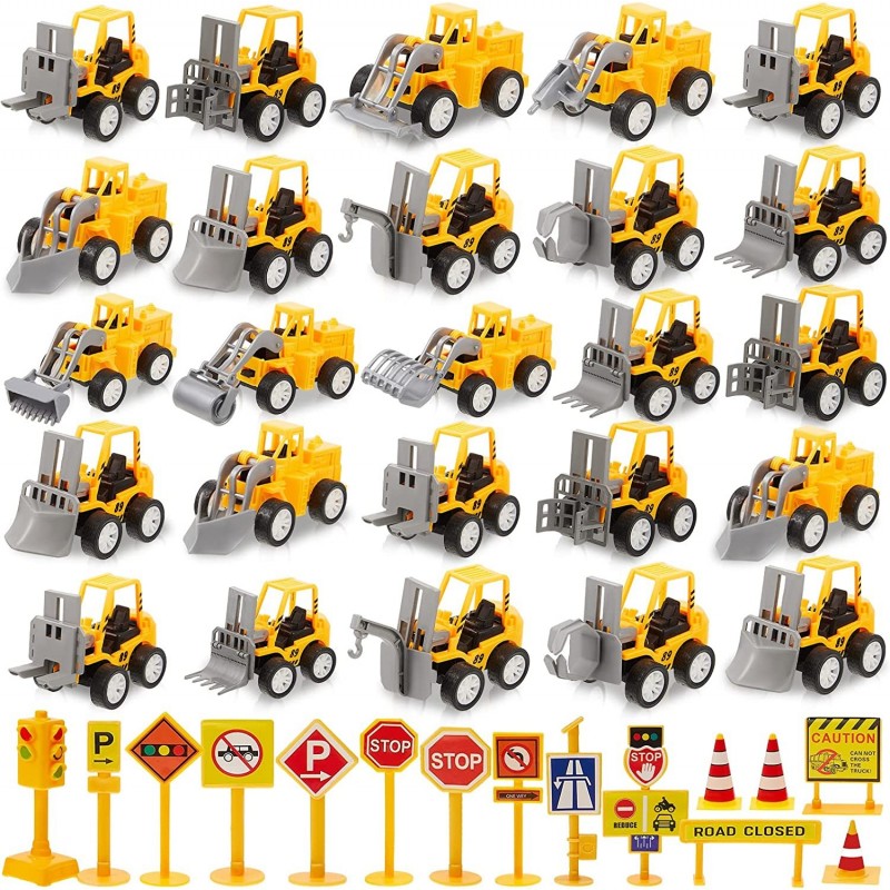 48 Pcs Mini Construction Engineering Trucks Pull Back Car Toys Mini Construction Vehicles Small Construction Toys Tractor Min...