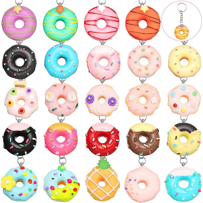 50 Pack Donut Keychain Donut Time Party Favors Sweet Doughnut Key Chains for Kids Birthday Party Supplies Goodie Bag Souvenir...