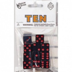 Set of 10 Six Sided Square Opaque 16mm D6 Dice - Black with Red Pip Die $16.69 Game Accessories