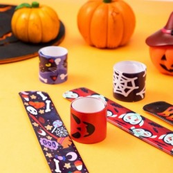 120 PCS Halloween Slap Bracelets Party Favors for Kids - 24 Designs Bracelets for Halloween Decorations Halloween Treat Bag S...