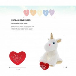 I Love You Plush White and Gold Unicorn – Cute Stuffed Animal with Red Heart and Name Personalization for Valentine Anniversa...