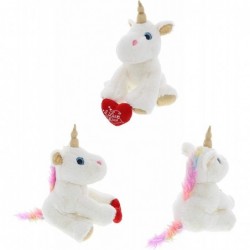 I Love You Plush White and Gold Unicorn – Cute Stuffed Animal with Red Heart and Name Personalization for Valentine Anniversa...