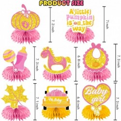 8pcs A Little Pumpkin Is On The Way Honeycomb Centerpieces Little Pumpkin Baby Shower Decorations Girl Pink and Gold Pumpkin ...