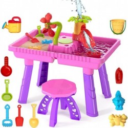 Kids Sand Water Table 27 Pcs Summer Toys Beach Play Table Sand Molds Beach Tool Kit Outdoor Toys Sandbox Toy Sensory Table fo...