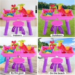 Kids Sand Water Table 27 Pcs Summer Toys Beach Play Table Sand Molds Beach Tool Kit Outdoor Toys Sandbox Toy Sensory Table fo...