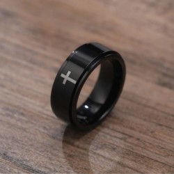 Spinner Ring for Anxiety Simple Fidget Band Ring Anxiety Ring for Women Cross Ring for Men Black Gold Silver Stress Relief Ri...