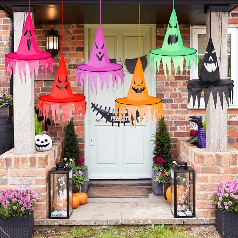 6 Pieces Halloween Decorations Witch Hat- Hanging Witch Hat Costume Witch Hat Witch Costume Accessories for Halloween Indoor ...