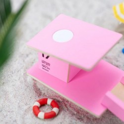 Kids Handcrafted Mini Solid Wooden Model - Pink Santa Monica Lifeguard Tower $61.21 Toy Building Sets