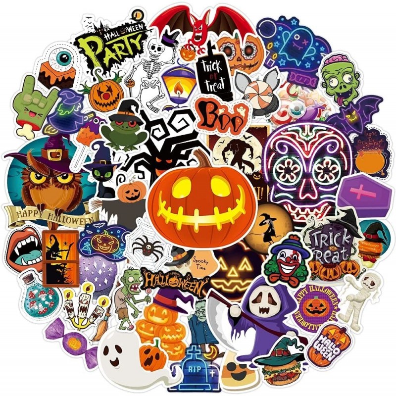 Happy Halloween Waterproof Water Bottle Stickers for Kids Teens Adults Pumpkin Ghost Laptop Stickers for Phone Case Skateboar...