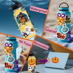 Happy Halloween Waterproof Water Bottle Stickers for Kids Teens Adults Pumpkin Ghost Laptop Stickers for Phone Case Skateboar...