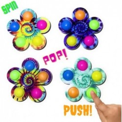 Fidget Spinner Pop It Combo 4 Pack Fun Colorful Tie Dye Party Favor Dimple Poppers Hand Brain Sensory Stress and Anxiety Reli...