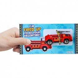 28 Packs Valentines Day Cards with DieCast City Vehicles Toys for Kids Valentine Party Favor Classroom Exchange Prize and Gif...