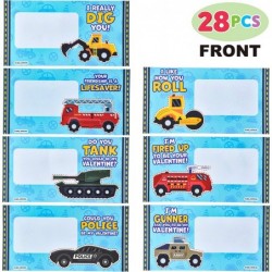 28 Packs Valentines Day Cards with DieCast City Vehicles Toys for Kids Valentine Party Favor Classroom Exchange Prize and Gif...