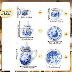 60 Pieces 1:12 Scale Miniatures Dollhouse Porcelain Tea Cup Set Include 15 Flower Pattern 15 Blue Porcelain 15 Plum Blossom a...