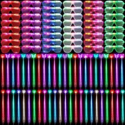 96 Pieces Led Light Up Party Toys Glow in The Dark Party Favors 48 Pcs Led Hair Accessories Light Up Hair Clips and 48 Pcs Fl...