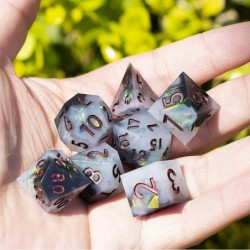 DND Dice Set for TTRPG Dungeons and Dragons Handmade Sharp Edged DND Dice Set Polyhedral Dice Critical Role Dice Goblin Glitt...