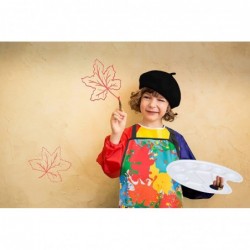 6 Pcs Artist Costume Accessories Set Red Beret Hat Colorful Footprint Apron Painting Brush And Drawing Board Set $34.05 Kids'...