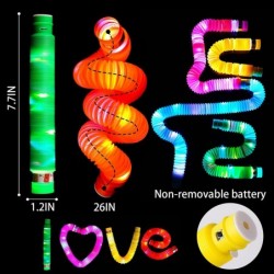 Light Up Glow Sticks Party Favors for Kids 12 Pack Pop LED Fidget Tubes Valentines Day Gifts Classroom Prizes Glow in The Dar...