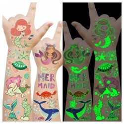 300 Styles (23 Sheets) Luminous Mermaid Party Decorations Temporary Tattoos for Kids Glow Mermaid Birthday Party Supplies Fav...