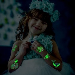 300 Styles (23 Sheets) Luminous Mermaid Party Decorations Temporary Tattoos for Kids Glow Mermaid Birthday Party Supplies Fav...