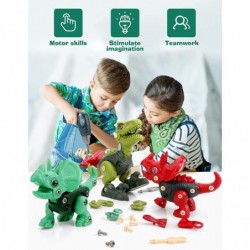 Dinosaur Toys for Kids 3 Pack Take Apart Toys for Boys Girls Age 3-5 4-8 Construction Building Educational STEM Sets with Ele...