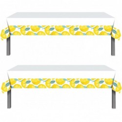 2Pcs Yellow Lemon Citrus Fruit Party Decorations Table Covers - Summer Tropical Lemonade Lemons Baby Shower Birthday Party De...