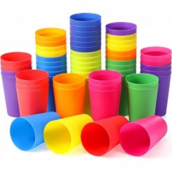 54 Pieces Kids Cups Plastic Cups 8.5 oz Reusable Cups Kids Drinking Cups Stackable Plastic Tumblers Colorful Cups Set Water G...