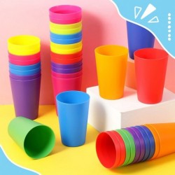 54 Pieces Kids Cups Plastic Cups 8.5 oz Reusable Cups Kids Drinking Cups Stackable Plastic Tumblers Colorful Cups Set Water G...