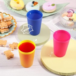 54 Pieces Kids Cups Plastic Cups 8.5 oz Reusable Cups Kids Drinking Cups Stackable Plastic Tumblers Colorful Cups Set Water G...