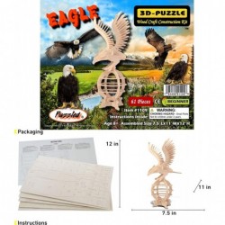 3D Puzzle Eagle Wood Craft Construction Model Kit Fun Unique & Educational DIY Wooden Toy Assemble Model Unfinished Crafting ...