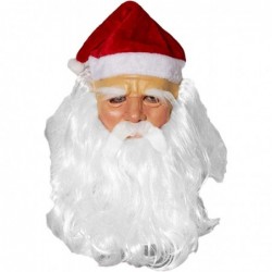 Christmas Santa Latex Mask With Red Santa Hat and Beard Overhead Mask Costume Masquerade Party Dress Fancy Props Set $40.81 K...