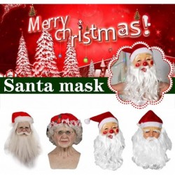 Christmas Santa Latex Mask With Red Santa Hat and Beard Overhead Mask Costume Masquerade Party Dress Fancy Props Set $40.81 K...