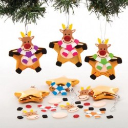 AT178 Reindeer Star Ornament Kits - Pack of 6 Christmas Arts and Crafts and Tree Ornaments for Kids $18.47 Craft Kits