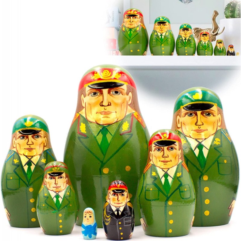 Matryoshka Dolls Set of 7 pcs - Russian Officers Nesting Dolls in Army Uniform - Russian Doll in Russian Officer Costume - Ne...