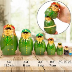 Matryoshka Dolls Set of 7 pcs - Russian Officers Nesting Dolls in Army Uniform - Russian Doll in Russian Officer Costume - Ne...