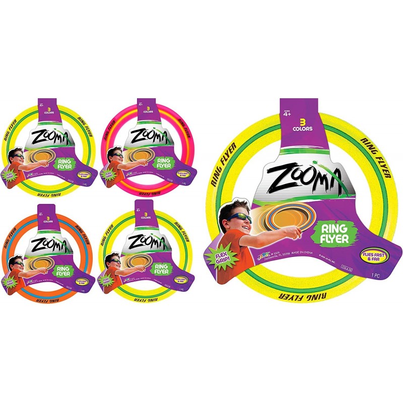 Zooma Ring Flyer Frisbee Disc 11.2" (4 Rings Assorted Color) Ring Outdoors Glider Ultimate Sports Pro Beach Toys Flying Discs...