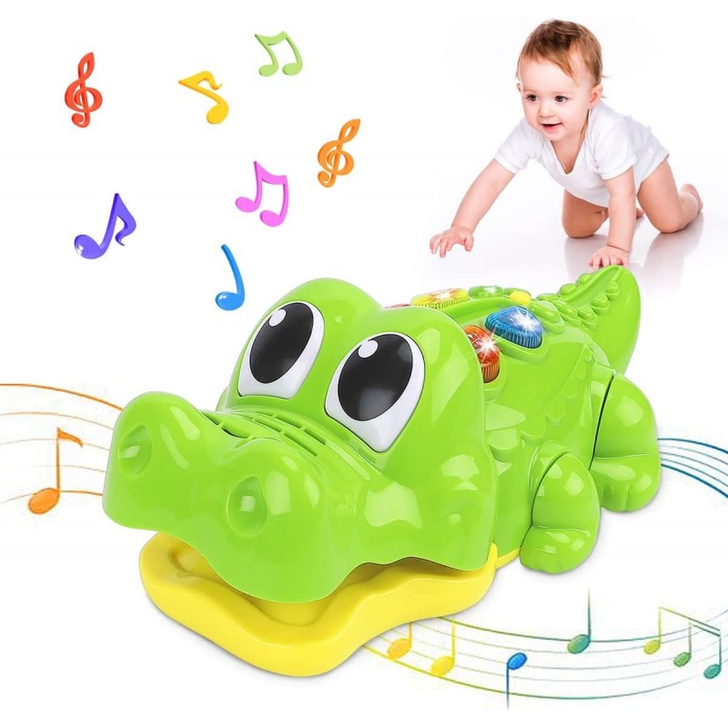 Alligator Musical Crawling Toy for 1 2 3 Year Old Kids Babies Toddler Boy Girl Educational Learning Infant Toy with Music Lig...