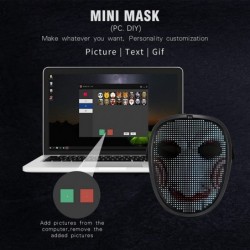 Led Mask with Bluetooth Programmable for Halloween Cosplay Gift Party Costume light up mask for halloween 2022 Coolest Mask (...