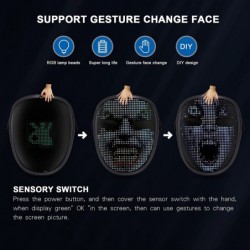 Led Mask with Bluetooth Programmable for Halloween Cosplay Gift Party Costume light up mask for halloween 2022 Coolest Mask (...