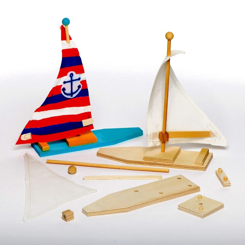 EF666 Wooden Sailboat Kits - Pack of 2 Model Boat Building Activities Woodcrafts for Kids to Design Paint & Decorate $16.95 C...