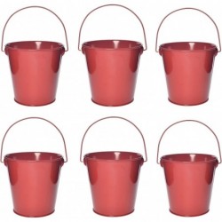 Colored Metal Buckets with Handle - 6 Pack 6 Inch Galvanized Iron Pail Bucket for Kids Classroom Crafts and Party Favors (Red...