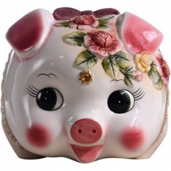 FL2032 Ceramic Large Piggy Bank for Girl Coin Bank Money Box Hand Painted Rose Flower Pig Design (10" L) $86.40 Kids' Money B...