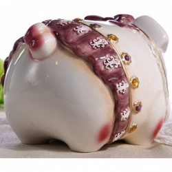 FL2032 Ceramic Large Piggy Bank for Girl Coin Bank Money Box Hand Painted Rose Flower Pig Design (10" L) $86.40 Kids' Money B...