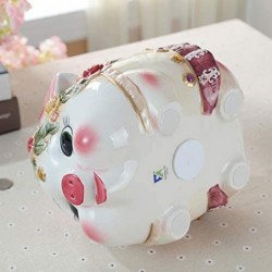 FL2032 Ceramic Large Piggy Bank for Girl Coin Bank Money Box Hand Painted Rose Flower Pig Design (10" L) $86.40 Kids' Money B...