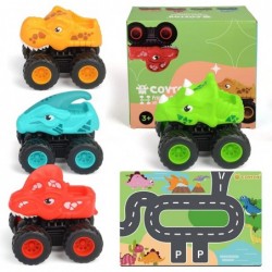 Car Toys for 3 Year Old Boy Friction Powered Dinosaur Cars with Play Mat/Storage Bag Toddler Toys Age 3+ Inertia Cars Baby To...