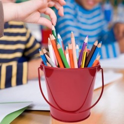 Colored Metal Buckets with Handle - 6 Pack 6 Inch Galvanized Iron Pail Bucket for Kids Classroom Crafts and Party Favors (Red...