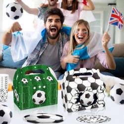 12 Packs Soccer Party Favor Boxes Soccer Party Decoration Supplies Soccer Pattern Design Paper Goodie Gift Box for Kids Birth...